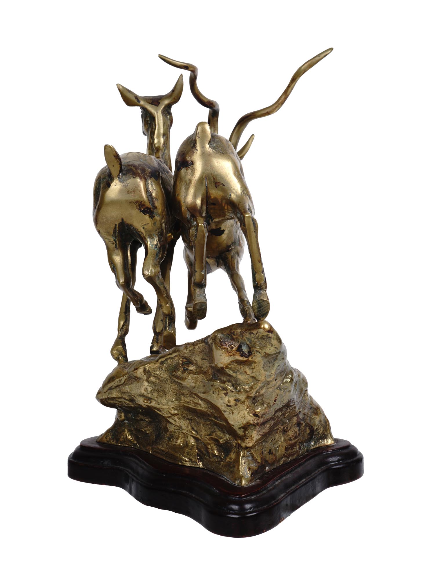 LAST WAX GILT CAST BRONZE FIGURAL GROUP OF DEER PIC-3